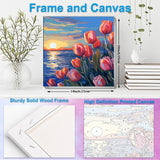 Artunion Framed Paint by Numbers Kit for Adults Beginners & Kids Ages 8-12,Sunset Tulip Flower Paint by Number with Frame,Floral Paint by Numbers Kit on Canvas 10 * 10 Inch Without Easel Artunion
