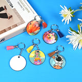 HTVRONT Sublimation Keychain Blanks Bulk - 120Pcs Sublimation Blanks Keychain with Blue Protective Film - MDF Round Keychain with Tassels - Heat Transfer Keychain Blanks Double Sided HTVRONT