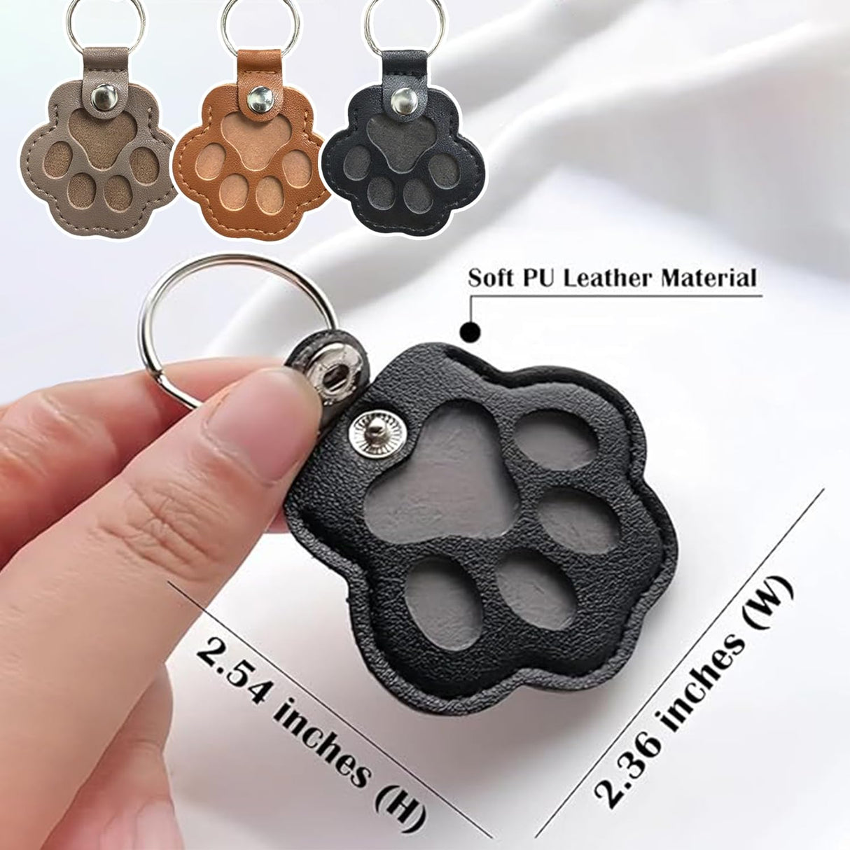 3 Pcs Dog Fur Storage Keychain, Cute Leather Paw Keychain Pet Hair Keepsake Keyring, Unique Memorial Collection Key Chain, Pet Memorial Gifts for Bag Purse Paw Charm Key Holder(Gray,Black,Brown) Treayes