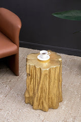 JURMALYN Modern End Table Golden Tree Trunk Side Table, Unique Small Coffee Table for Living Room Bedroom Apartment, 13.5"x13"x20" JURMALYN