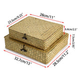 Hipiwe Natural Seagrass Storage Bins with Lid, Woven Wicker Basket Boxes Home Organizer Bins Shelf Organizer Box,Set of 2 Hipiwe