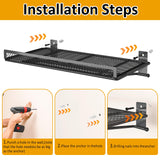 BABKAS 4 Pack Garage Wall Shelving, Metal Garage Wall Shelf with 8 Hooks, Heavy Duty Wall Shelves Mounted for Garage Storage, Laundry Room, Closet and Kitchen | Holds Up to 80 Lbs | 16.5" x 12.2" BABKAS