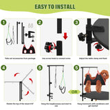 Dog Grooming Arm with Pet Grooming Hammock, getlstub 35" Pet Grooming Table Arm with Adjustable No Sit Haunch Holders, Dog Grooming Stand with Loop Noose for Small and Medium Pets getlstub
