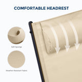 HOMSHADE Outdoor Aluminum Lounge Chair -Set of 2 with 5 Position Adjustable Backrest, Textilene Fabric, Two Wheels, Headrest for Pool, Beach, Beige (No Table) HOMSHADE