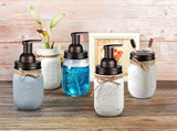 Komashr Mason Jar Bathroom Accessories Set(4pcs)- Jars Not Included - Foaming Soap Dispenser,Toothbrush Holder, and Apothecary Storage Jars Lids -Rustic Farmhouse Decor,Brown Komashr