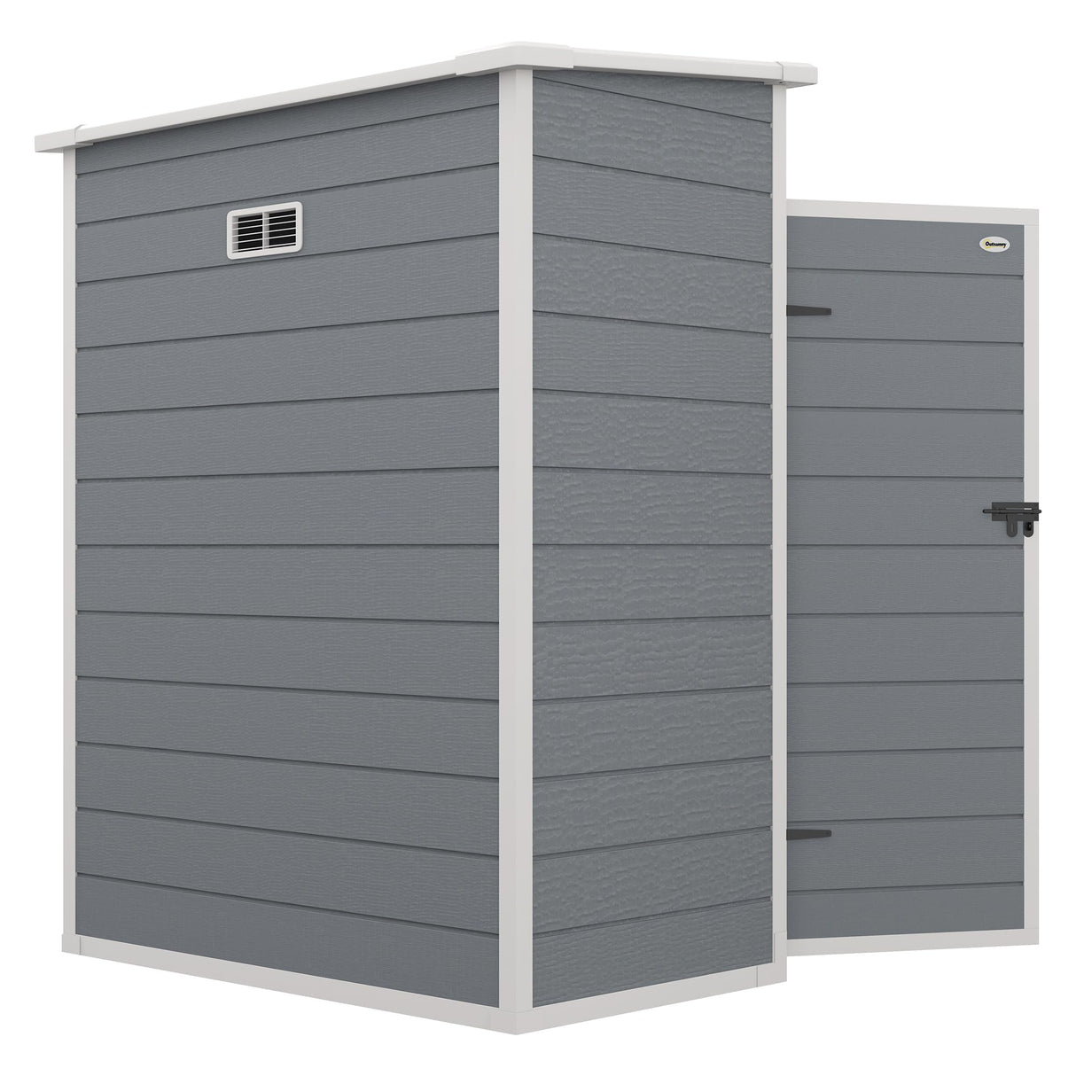 Outsunny 5' x 3' Resin Outdoor Storage Shed with Floor, Garden Shed with Lockable Door, Window and Vent, Plastic Utility Tool Shed for Backyard, Patio, Lawn, Gray Outsunny