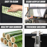 Orixal Display Cabinet with Acrylic Glass Doors, 5-Tier Transparent Bamboo Curio Display Case for Figures, Display Shelves for Collectibles & Toy Cabinet for Home, Office, Playroom, Living Room Orixal