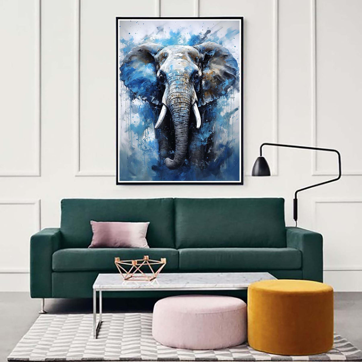 Zariocy 5D Diamond Art Kits for Adults Elephant, DIY Diamond Painting Art Oil Painting Style Round Full Drill Crystal Diamond Embroidery Paintings Arts Craft for Home Office Wall Decor 12x16 inch Zariocy