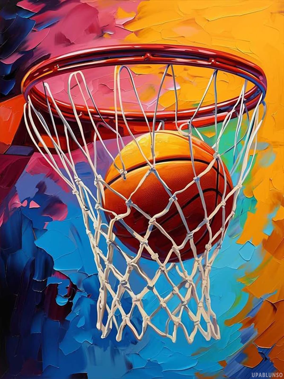UPABLUNSO Funny Basketball Diamond Art Painting Kits for Adult, Ball Sports 5D Diamond Art for Adults, Round Drill Painting by Diamonds Art and Crafts for Home Wall Decor Gift 12x16 inch UPABLUNSO
