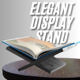 Solid Wood Book Stand - Large Cross Frame Black Oak Wooden Book Holder & Display for Coffee Table & Bible Book Stand, Open Book Stand - Premium Book Stand for Reading, Display & Cradle Stand for Table WoodArtSupply