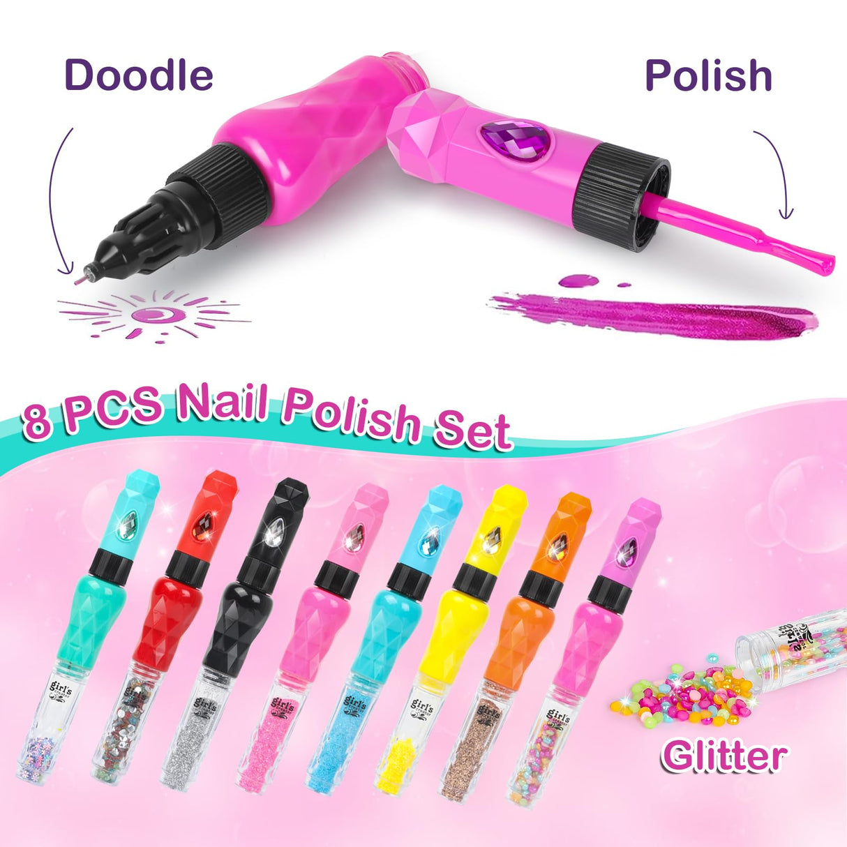 Kids Nail Polish Set for Girls, Nail Art Kit for Ages 7-12 - Girl Gifts - Nail Polish Non Toxic Girl Stuff for Spa Makeup Manicures - Birthday Gift Toys for Girls 7 8 9 10-12 Years Old Combaybe