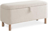 Boucle Storage Ottoman Bench for Bedroom end of Bed, Sherpa Upholstered Shoe Seat Storage Beach for Entryway Bed Foot, Rectangle Cushion Padded Blanket Chest Cute for Living Room, Off White Comfort Stretch