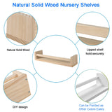 JORIKCHUO Nursery Book Shelves, Set of 2 Wood Floating Book Shelves for Kids Room, Kitchen Spice Rack, or Rustic Wall Mounted Shelves for Farmhouse Bathroom Décor (Natural Wood) JORIKCHUO
