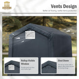 HERA'S PALACE 6x10ft Heavy Duty Storage Shed Outdoor Portable Car Canopy Carport Garage with 2 Rolled up Zipper Doors UV Resistant Waterproof Anti-Snow for Motorcycle Truck HERA'S PALACE