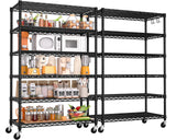 PrimeZone 6 Tier Wire Shelving with Wheels 79''H 1500lbs Storage Shelves NSF Certified Heavy Duty Steel Metal Shelf Adjustable Rolling Rack Kitchen Garage Closet Pantry Laundry 79''HX36''WX16''D 2Pcs PrimeZone