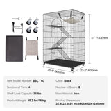 VEVOR Cat Cage Indoor Catio Cat Enclosure, Large Cat House on Rotating Wheels, 4-Tier Pet Playpen, Cat Crate Cat Kennel, 35.4" L x 23.6" W x 51" H VEVOR