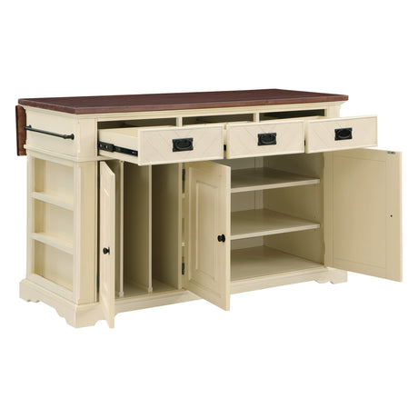 OSP Home Furnishings Palisade Kitchen Island with 3 Drawers and Cabinets with Adjustable Shelves and Pan Storage, White Finish OSP Home Furnishings