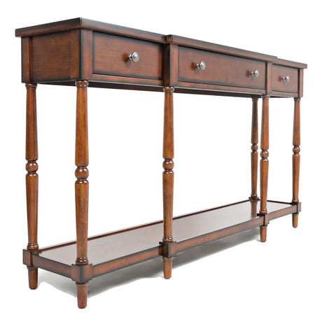 Jofran Inc. Stately Home Traditional 60" Breakfront Solid Rubberwood Console Table with Built-in Storage Drawers Jofran Inc.