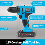 346 Pcs Tool Sets,18V Electric Power Drill Set, Cordless Drill for Men, Household Home DIY Hand Tool Kits,18+1 Clutch Cordless Power Drill Set for Thanksgiving, Christmas,Father's Day (Blue) Arcwares