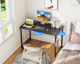 Casaottima 40 Inch Small Computer Desk for Home Office, Study Writing Table for Small Spaces, Simple Modern Desk with Headphone Hooks, Black Casaottima