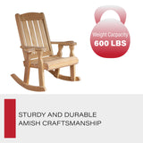 Amish Casual Heavy Duty 600 Lb Mission Pressure Treated Rocking Chair with Cupholders (Unfinished) Amish Casual