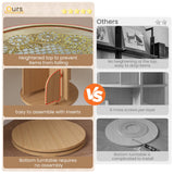 Rotating Bookshelf 360 Degrees，4 Tier Round Spinning Bookcase, Wood Book Shelf Tower for kids, Adults, Narrow Rolling Corner Bookshelf for Small Spaces, Bedroom, Classroom, Kids room, Natural YOUDENOVA