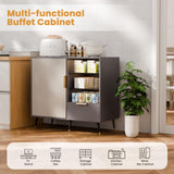 MODNEST 31" Fluted Sideboard Cabinet with Door and Drawer, Sideboard Buffet Cabinet with Storage, Coffee Bar with Adjustable Shelves for Kitchen, Living Room, Entryway, 31.5"x15.7"x31.5", Grey MODNEST