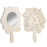 Paint Your Own Mirror Kids Party Craft Kits (12 Unicorn Friends Wood Mirrors)- Each Kit Has its Own Brush & Four Paints- Fun, Unique Birthday Favors, Summer Camp Art Activity, Classroom School Project Idiy