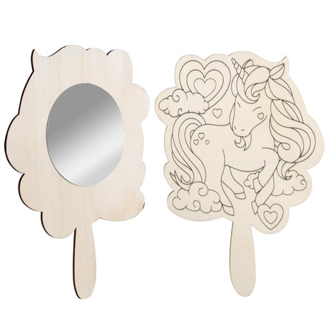 Paint Your Own Mirror Kids Party Craft Kits (12 Unicorn Friends Wood Mirrors)- Each Kit Has its Own Brush & Four Paints- Fun, Unique Birthday Favors, Summer Camp Art Activity, Classroom School Project Idiy