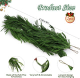 2 Pack Christmas Norfolk Pine Garlands 9FT, Real Touch Artificial Greenery Garland – Full Evergreen Pine Garland for Mantle, Fireplace, Table, Wall, Stairs & Outdoor Holiday Décor Geegoods
