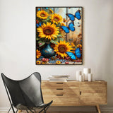 Paint by Numbers Kit for Adults Beginner Sunflower, Butterfly Adult Paint by Number Kits on Canvas, Flower DIY Acrylic Oil Painting by Numbers for Adults, Perfect for Home Wall Decor 16X20 Inch Okarina