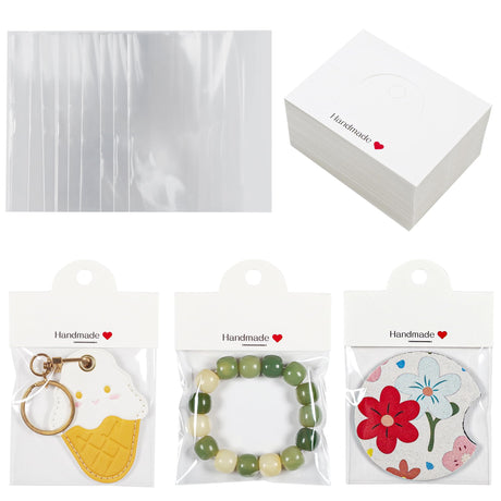 Vcekract 100Pcs Packaging for Small Business, Small Business Packaging Supplies for Bracelet, Car Coaster, Keychain, Jewelry, Display Cards for Selling, 3.14''×3.14'' Vcekract