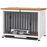 GUTINNEEN Dog Crate Furniture Foldable Dog Kennel for Small Medium Dogs Large Solid Wood Dog House with Bowl Heavy Duty Dog Cage End Table GUTINNEEN