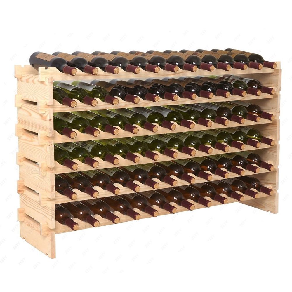 ZENY 72 Bottles Stackable Modular Wine Rack, Freestanding Wine Bottle Holder 6-Tier Wine Holder Display Shelves for Kitchen, Cellar or Basement, Thick Wood Wobble-Free ZENY