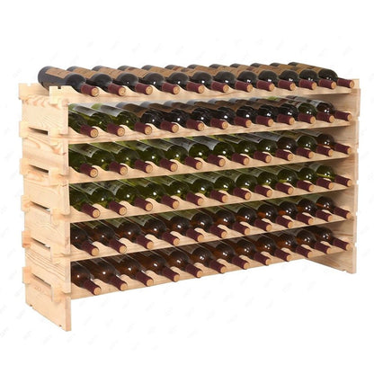 ZENY 72 Bottles Stackable Modular Wine Rack, Freestanding Wine Bottle Holder 6-Tier Wine Holder Display Shelves for Kitchen, Cellar or Basement, Thick Wood Wobble-Free - WoodArtSupply