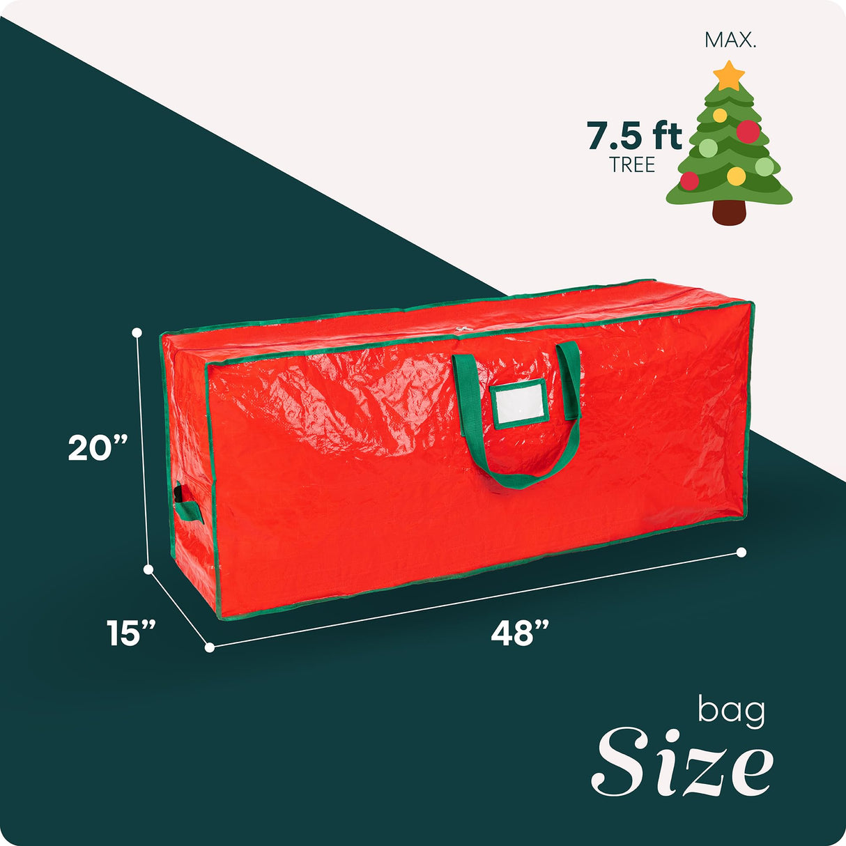 Handy Laundry, Christmas Tree Storage Bag - Stores 7.5 Foot Artificial Xmas Holiday Tree, Durable Waterproof Material, Zippered Bag, Carry Handles. Protects Against Dust, Insects and Moisture. Handy Laundry
