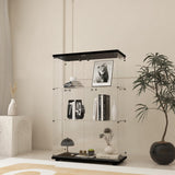 Zacis Modern 3 Shelf Glass Display Cabinet with 2 Doors, Clear Curio Cabinet Collection Display Case, Floor Standing Glass Bookshelf for Living Room Bedroom Home Office 32" W x 14.5" D x 50" H Zacis
