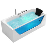 Empava 67 in. Acrylic Alcove Whirlpool Bathtub - Hydromassage Rectangular Jetted Soaking Tub with Center Drain - Waterfall Faucet Empava