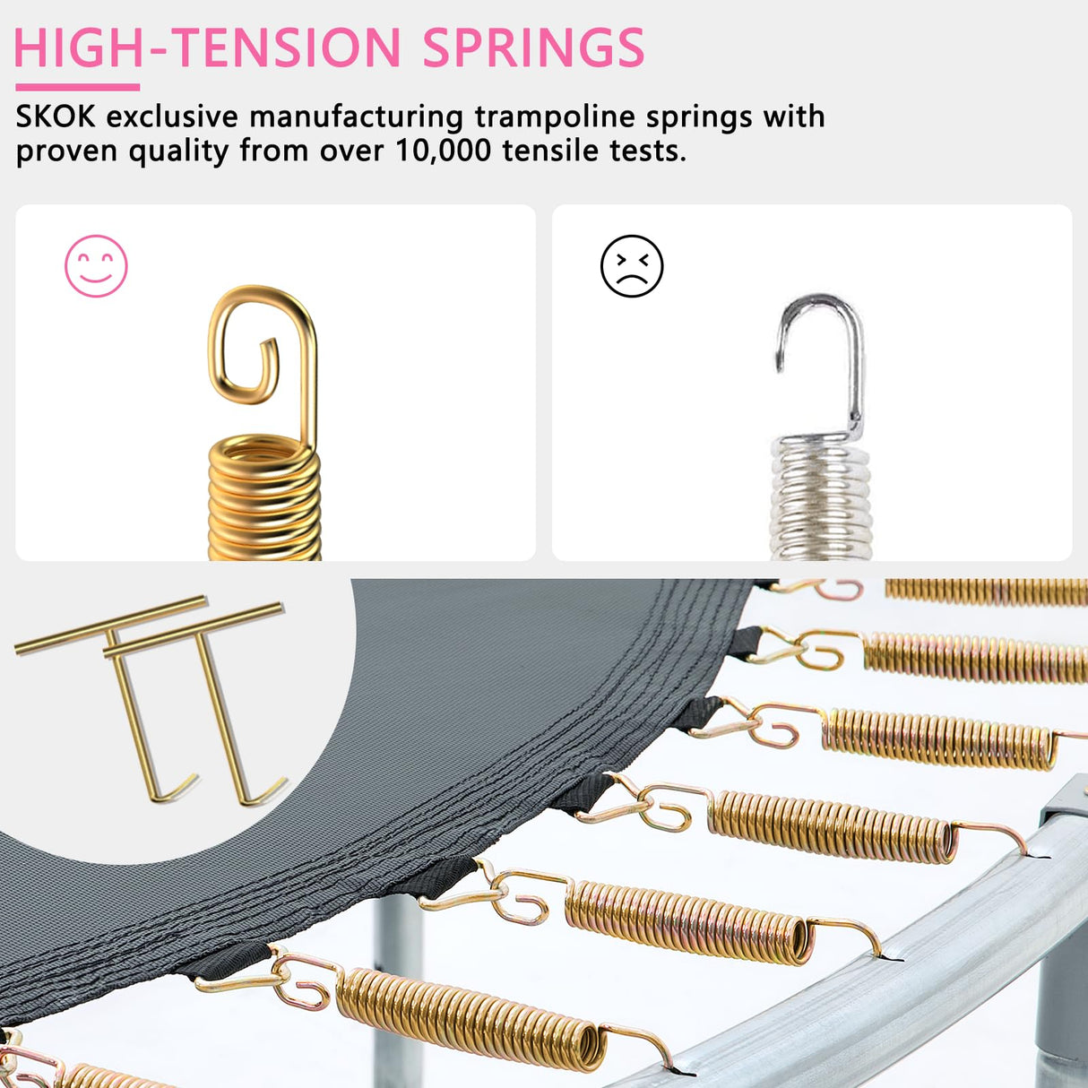 SKOK Trampoline 12FT Trampolines with Enclosure Net, 400LBS Outdoor Trampolines for Kids -ASTM Approved Pink Trampoline for Children and Adults with Jump Mat,Cover & Ladder SKOK