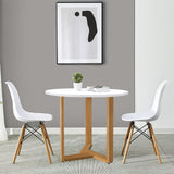 KithKasa 31.5" Mid Century Modern Round White Dining Table for 2-4, with Wood Legs & MDF Tabletop for Small Space Dining Room Narrow Nook KithKasa
