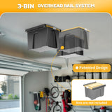 WALMANN Ceiling Tote Storage Rails, Heavy Duty Garage Ceiling Bin Storage Rack Adjustable Overhead Tote Slide Rail(4 Pack for 3 Bins, Bins Are Not Included) WALMANN