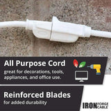 Iron Forge Cable Outdoor Extension Cord 75 ft, 16 Gauge Heavy Duty Power Extension Cords 3 Prong Weatherproof - SJTW - Great for Outdoor Lights, Lawn, Household Appliances - White IRON FORGE CABLE