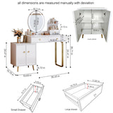 Chrangmay White,Vanity Desk with Mirror and Lights,Small Makeup Vanity with 2 Spacious Drawers,Modern Makeup Table with Adjustable Cabinet for Bedroom,Makeup Room,Writing Desk,Cheap Chrangmay