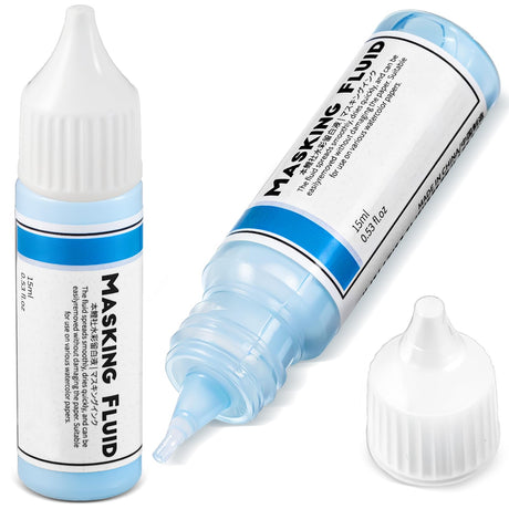 Feifeiya 2 Pcs Masking Fluid for Watercolor Painting, 15ml Capacity Bottle with 3mm Applicator Nozzle, Masking Fluid Pen for Various Art Projects Watercolor Ink Feifeiya