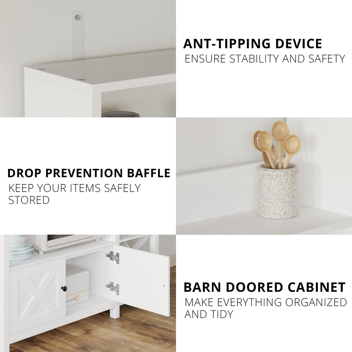 IRONCK Bakers Rack with Power Outlet, 45in Wide Coffee Bar Cabinet with Storage, 6-Tier Kitchen Storage with Doors, Microwave Stand for Kitchen, Dining Room IRONCK