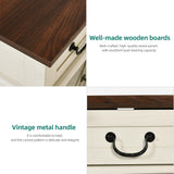 YITAHOME Television Stand for 65/55 Inch TV, Farmhouse TV Stand with 9 Drawers, Adjustable Shelves and Tempered Glass Doors, Entertainment Center TV Media Console for Living Room, Antique White YITAHOME