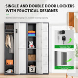 INTERGREAT Metal Locker for Employees with 4 Doors,(72") Steel Locker Storage Cabinet with 4 Tiers,Tall Office Storage Lockers for Home Office,School,Gym (Grey White) INTERGREAT
