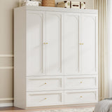 Swyanste White Armoire Wardrobe Closet: 74" Large Wardrobe Closet with 4 Drawers, 4 Door Armoire Wardrobes for Hanging Clothes, Modern Wooden Closets for Bedroom (White) Swyanste