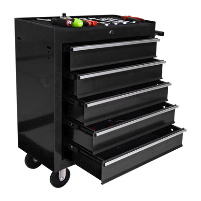 BouPower Tool Chests, 5-Drawer Rolling Tool Storage Cabinet with Detachable Tray, Multi-Functional Handles, Adjustable Shelves, Secure Locking System, Heavy-Duty Wheels, Ideal for Garage, Wor - WoodArtSupply