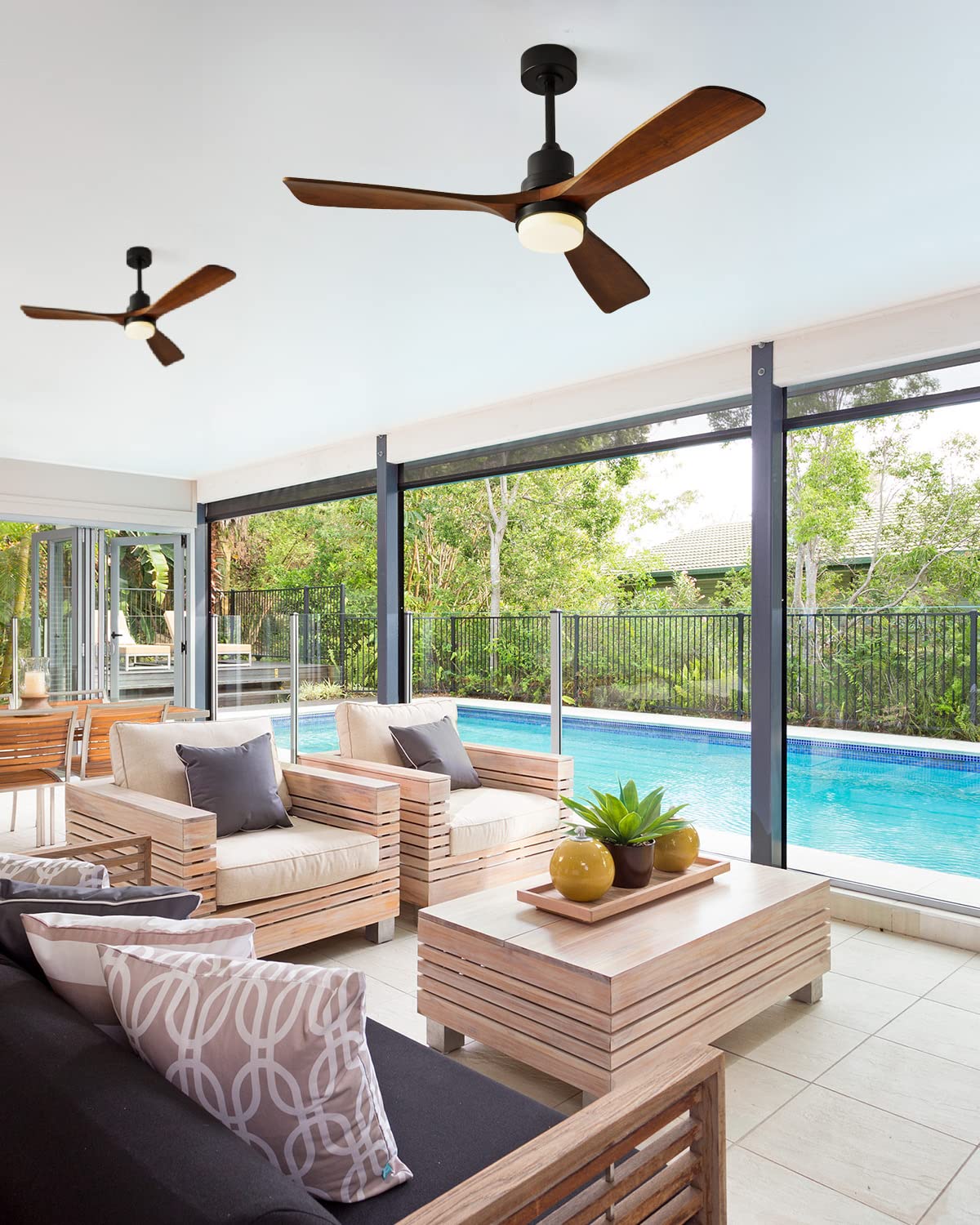 Chriari Modern Ceiling Fans with Lights, 3 Wood Fan Blades, 52" Black with Remote Control, Noiseless Reversible DC Motor for Bedroom/Living Room/Study/Patio Chriari